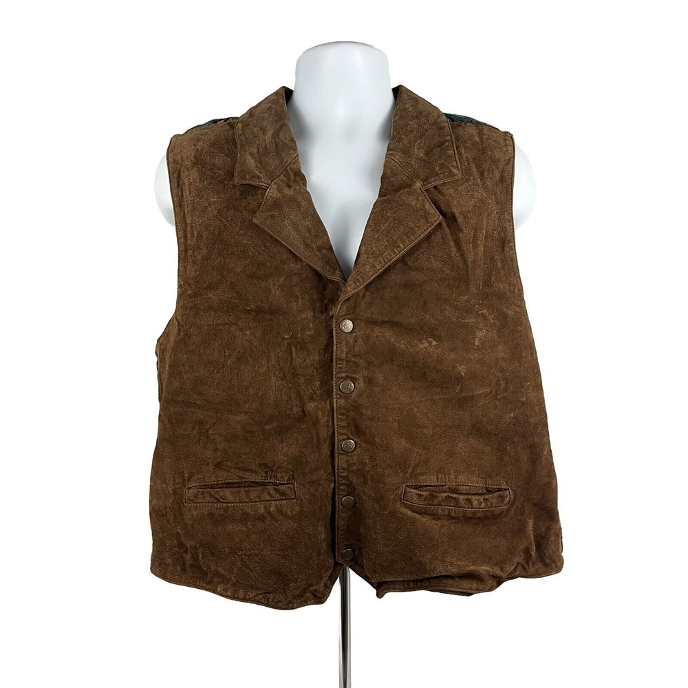 Scully Vintage Suede Leather Vest XL Southwest‎ Aztec Back Rodeo Cowboy